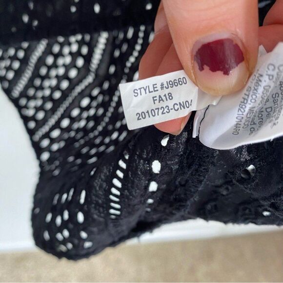 Madewell Mockneck Eyelet Ruffle Long Sleeve Peasant Top Size S Black Fairy Goth - Picture 7 of 11